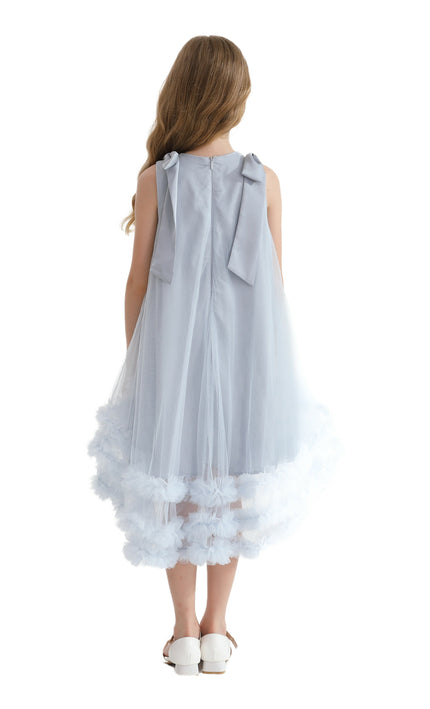 Blue Violeta Sleeveless Ruffle Overlay Dress