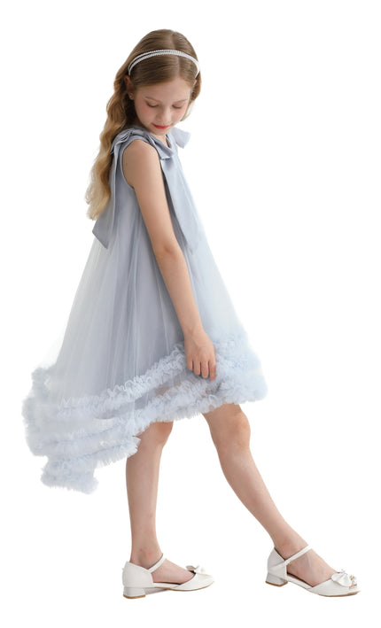 Blue Violeta Sleeveless Ruffle Overlay Dress