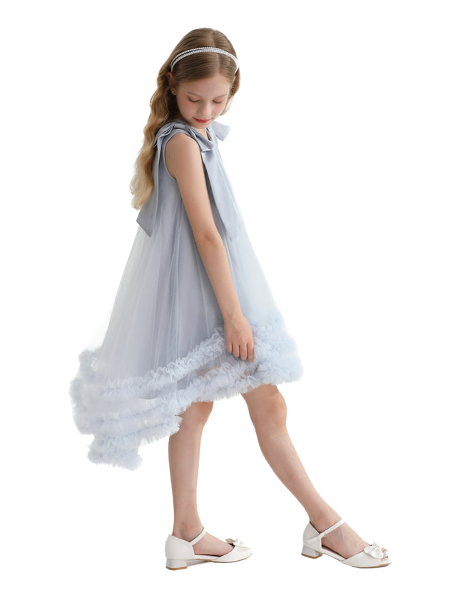 Blue Violeta Sleeveless Ruffle Overlay Dress