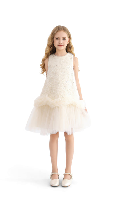 kids atelier tulleen Cream Sparkle Tulle Dress