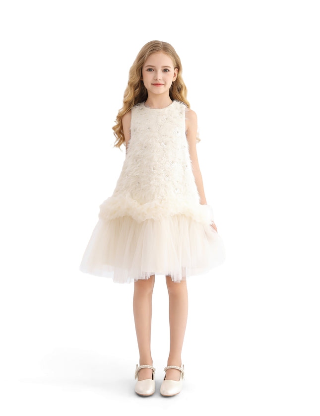 kids atelier tulleen Cream Sparkle Tulle Dress