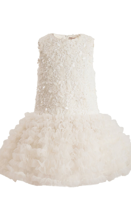 kids atelier tulleen Cream Whispered Petal Mini Dress