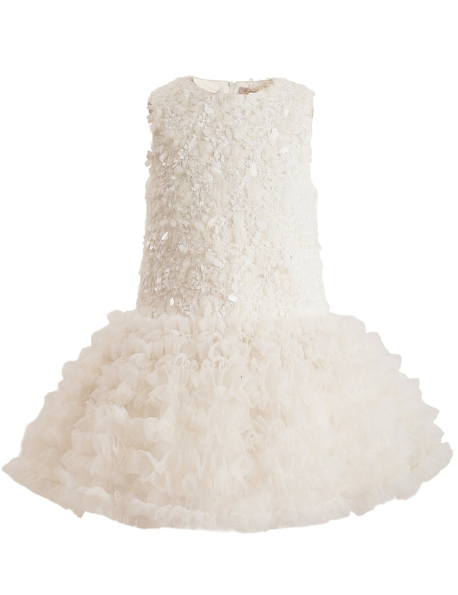 kids atelier tulleen Cream Whispered Petal Mini Dress