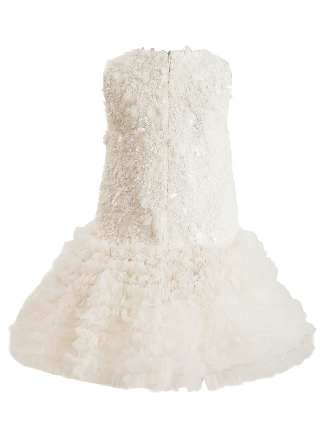 kids atelier tulleen Cream Whispered Petal Mini Dress