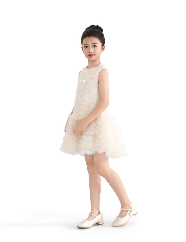 kids atelier tulleen Cream Whispered Petal Mini Dress