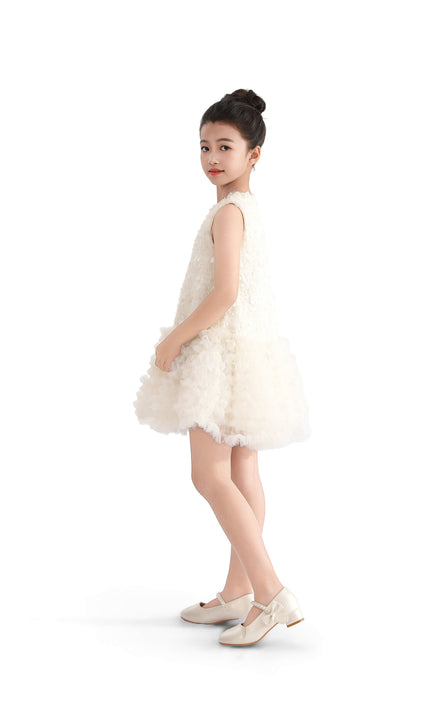 kids atelier tulleen Cream Whispered Petal Mini Dress