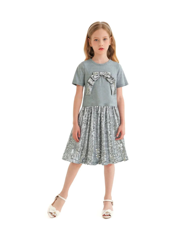 Kidsatelier-Tulleen-TUD52010-silver-sequin-bow-t-shirt-skirt-set