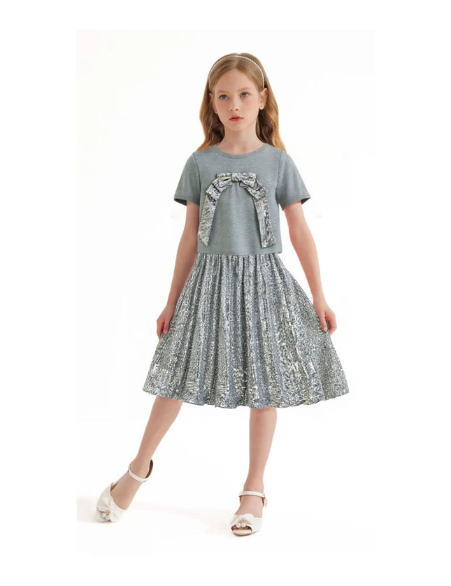 Kidsatelier-Tulleen-TUD52010-silver-sequin-bow-t-shirt-skirt-set