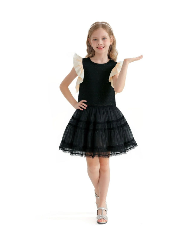 kidsatelier-tulleen-TUD52023-black-glitter-ruffle-skirt-set