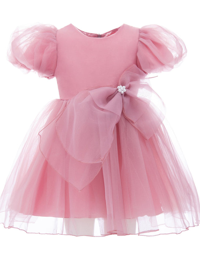 kidsatelier-tulleen-T-2927-Raspberry-pink-raspberry-bow-organza-dress