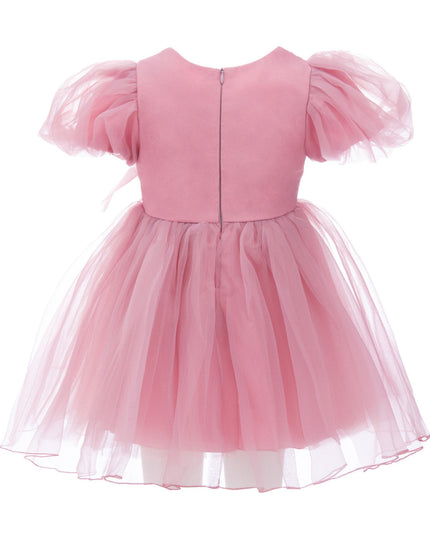 kidsatelier-tulleen-T-2927-Raspberry-pink-raspberry-bow-organza-dress