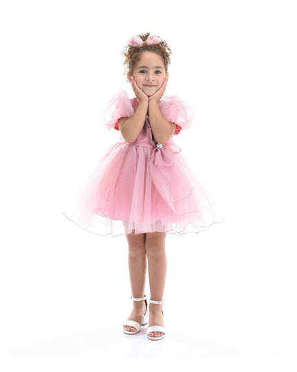 kidsatelier-tulleen-T-2927-Raspberry-pink-raspberry-bow-organza-dress