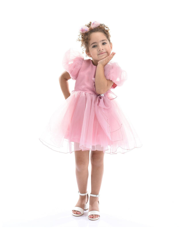kidsatelier-tulleen-T-2927-Raspberry-pink-raspberry-bow-organza-dress