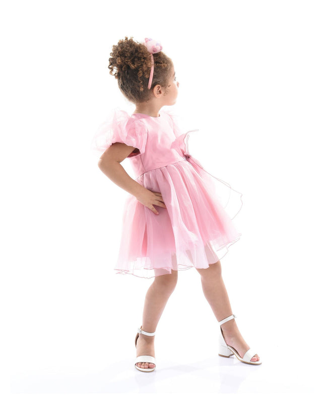 kidsatelier-tulleen-T-2927-Raspberry-pink-raspberry-bow-organza-dress