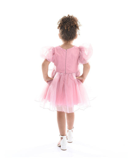 kidsatelier-tulleen-T-2927-Raspberry-pink-raspberry-bow-organza-dress