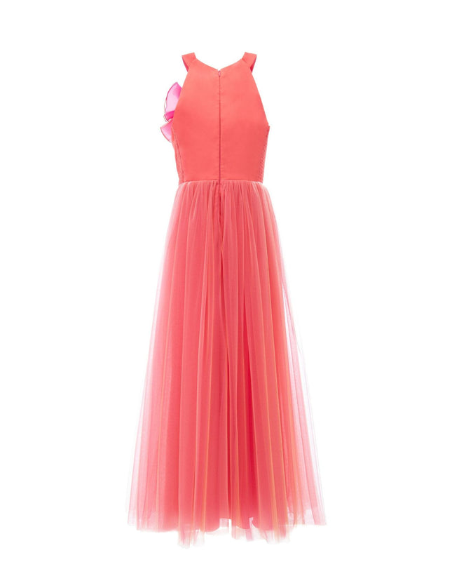 kidsatelier-tulleen-2962-Orange/Fuchsia-malaga-halter-ruffle-gown