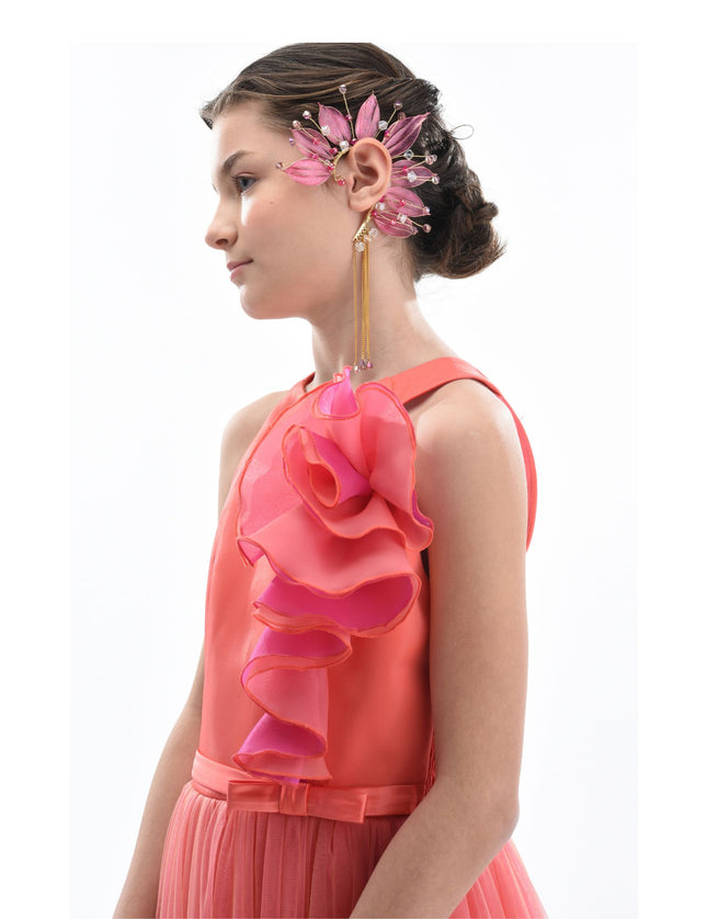 kidsatelier-tulleen-2962-Orange/Fuchsia-malaga-halter-ruffle-gown