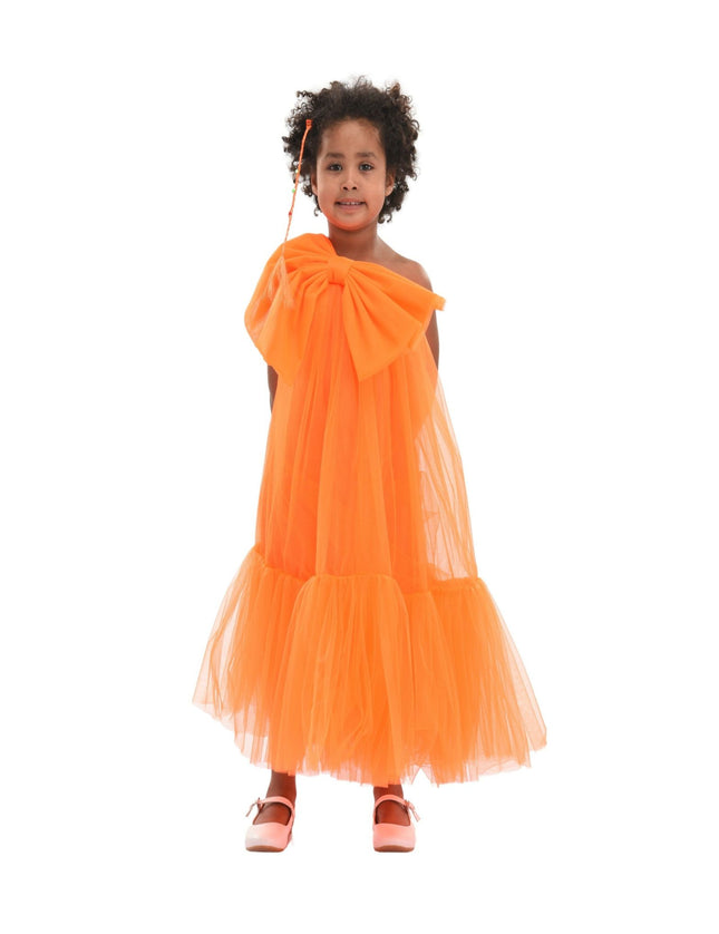 kidsatelier-tulleen-T-3002-Neon Orange-maggi-neon-bow-tulle-dress