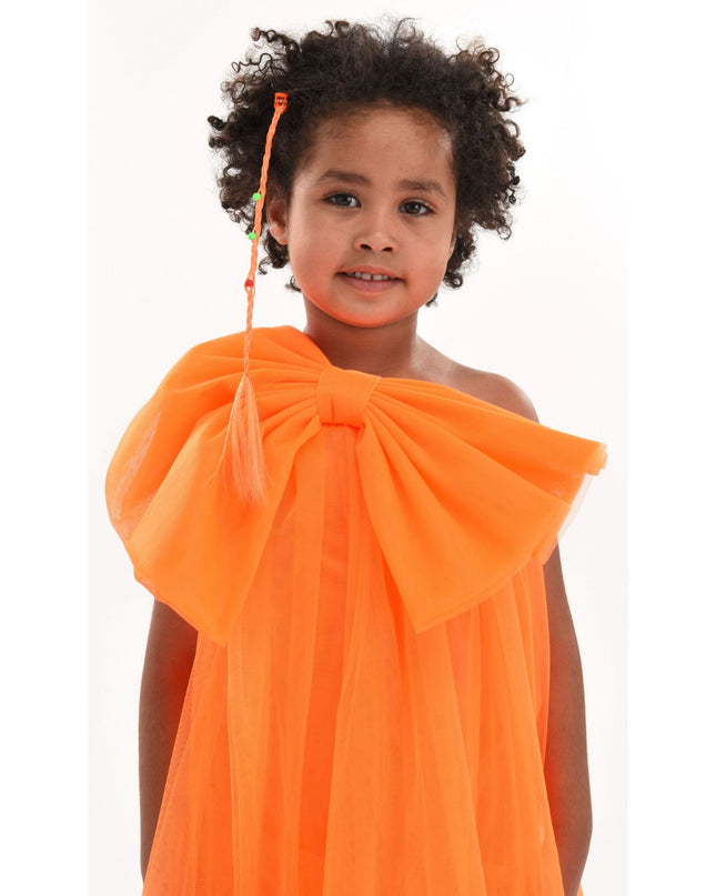 kidsatelier-tulleen-T-3002-Neon Orange-maggi-neon-bow-tulle-dress