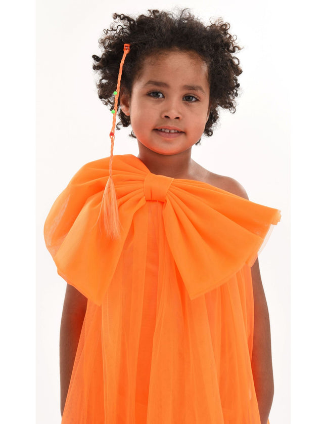 kidsatelier-tulleen-T-3002-Neon Orange-maggi-neon-bow-tulle-dress