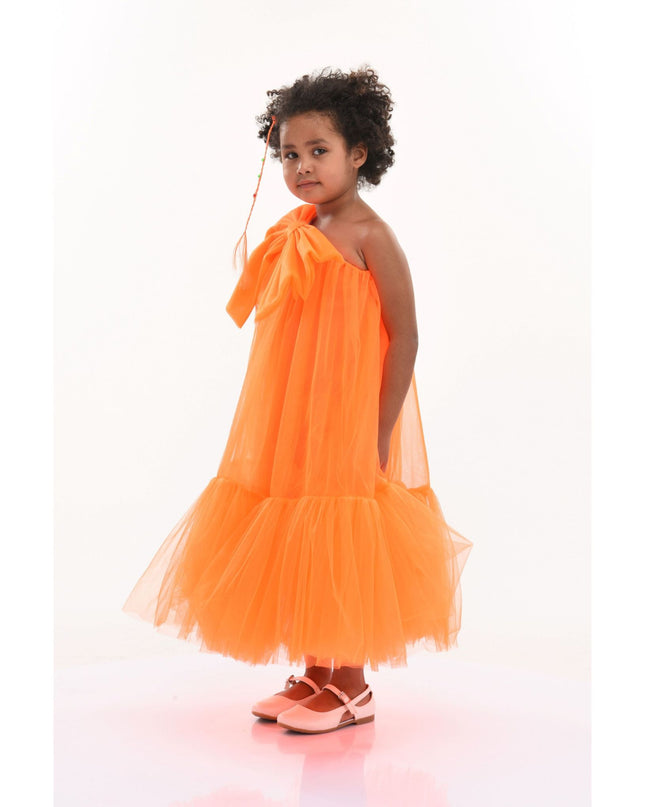 kidsatelier-tulleen-T-3002-Neon Orange-maggi-neon-bow-tulle-dress