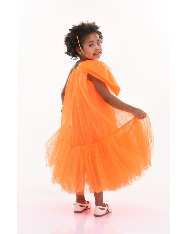 kidsatelier-tulleen-T-3002-Neon Orange-maggi-neon-bow-tulle-dress