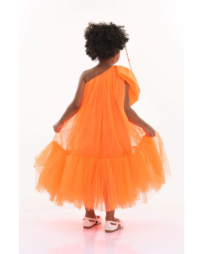 kidsatelier-tulleen-T-3002-Neon Orange-maggi-neon-bow-tulle-dress