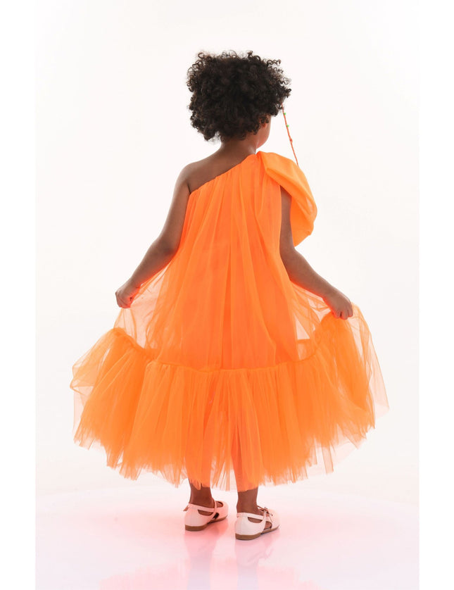 kidsatelier-tulleen-T-3002-Neon Orange-maggi-neon-bow-tulle-dress