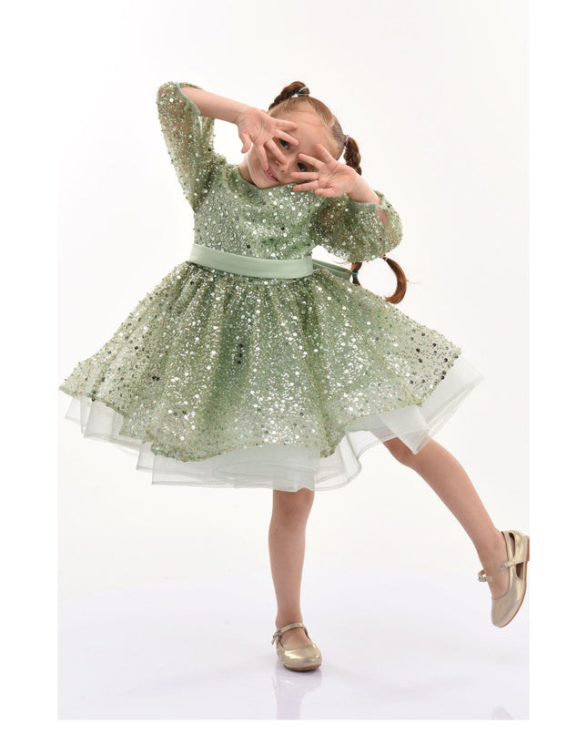 kidsatelier-tulleen-322407-Green-pradera-glimmer-tulle-bow-dress