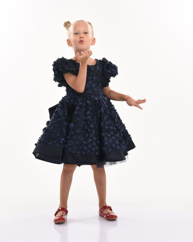 kidsatelier-tulleen-T-322409-Navy-moneta-floral-bow-dress
