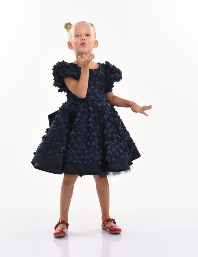kidsatelier-tulleen-T-322409-Navy-moneta-floral-bow-dress