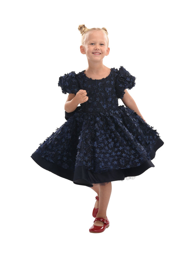kidsatelier-tulleen-T-322409-Navy-moneta-floral-bow-dress