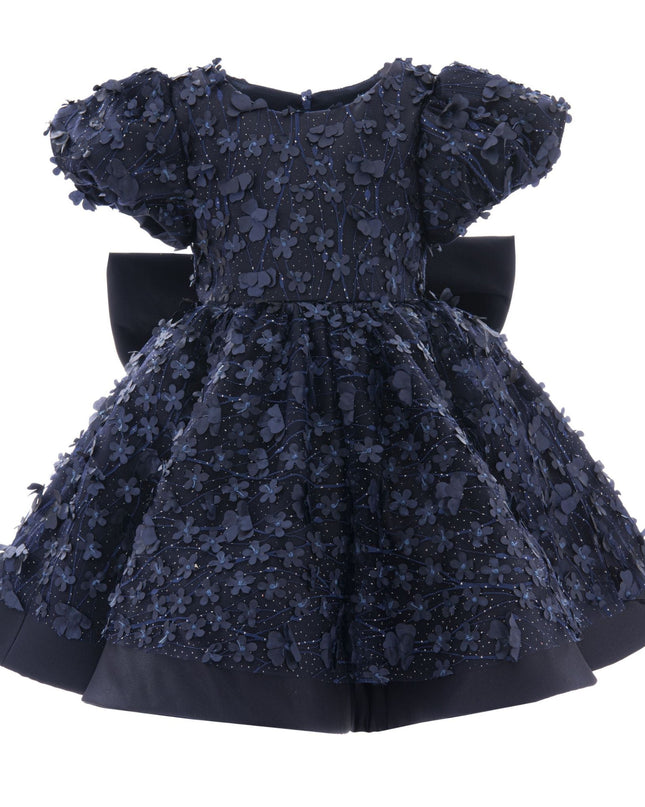 kidsatelier-tulleen-T-322409-Navy-moneta-floral-bow-dress