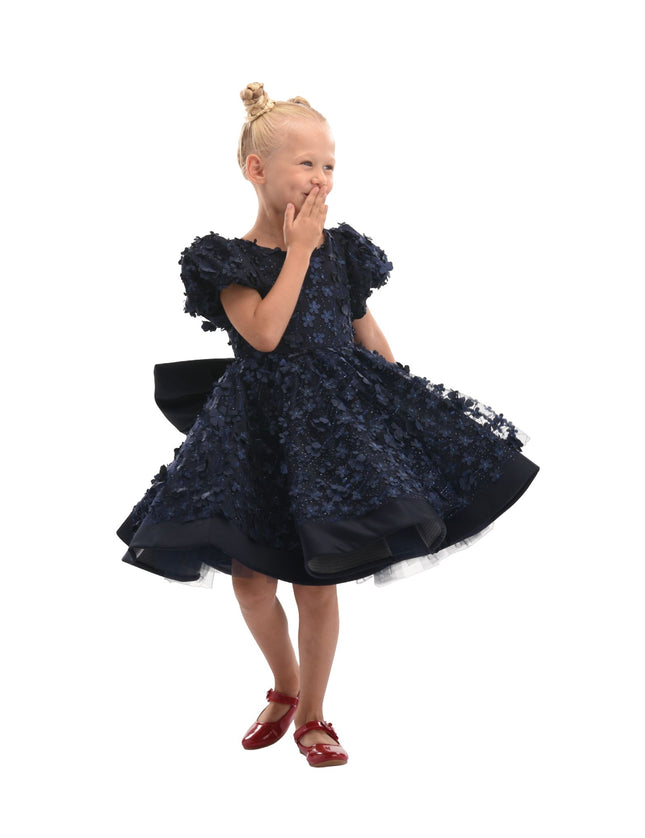 kidsatelier-tulleen-T-322409-Navy-moneta-floral-bow-dress