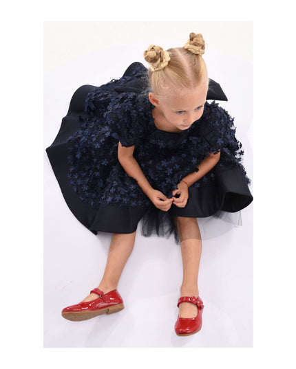 kidsatelier-tulleen-T-322409-Navy-moneta-floral-bow-dress