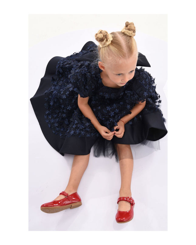 kidsatelier-tulleen-T-322409-Navy-moneta-floral-bow-dress