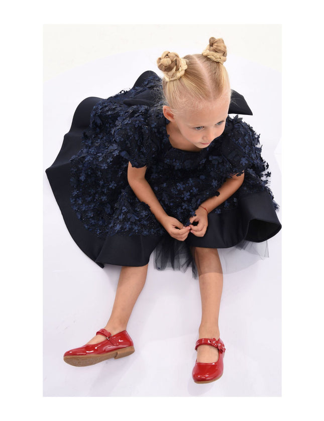 kidsatelier-tulleen-T-322409-Navy-moneta-floral-bow-dress