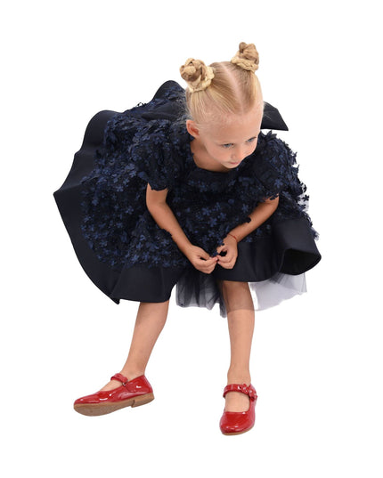 Navy Moneta Floral Bow Dress