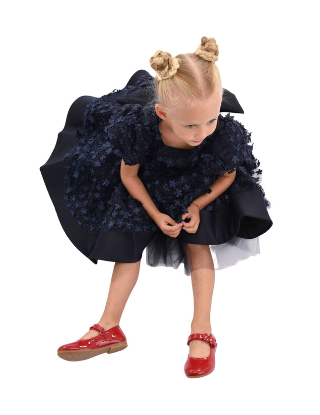 Navy Moneta Floral Bow Dress
