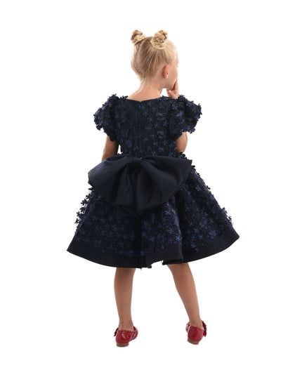 Navy Moneta Floral Bow Dress