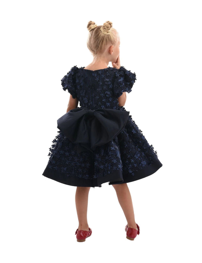 Navy Moneta Floral Bow Dress