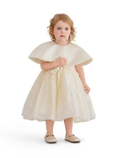 kids atelier tulleen Cream Timeless Cape-Overlay Gown
