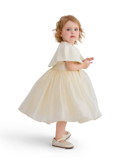 kids atelier tulleen Cream Timeless Cape-Overlay Gown