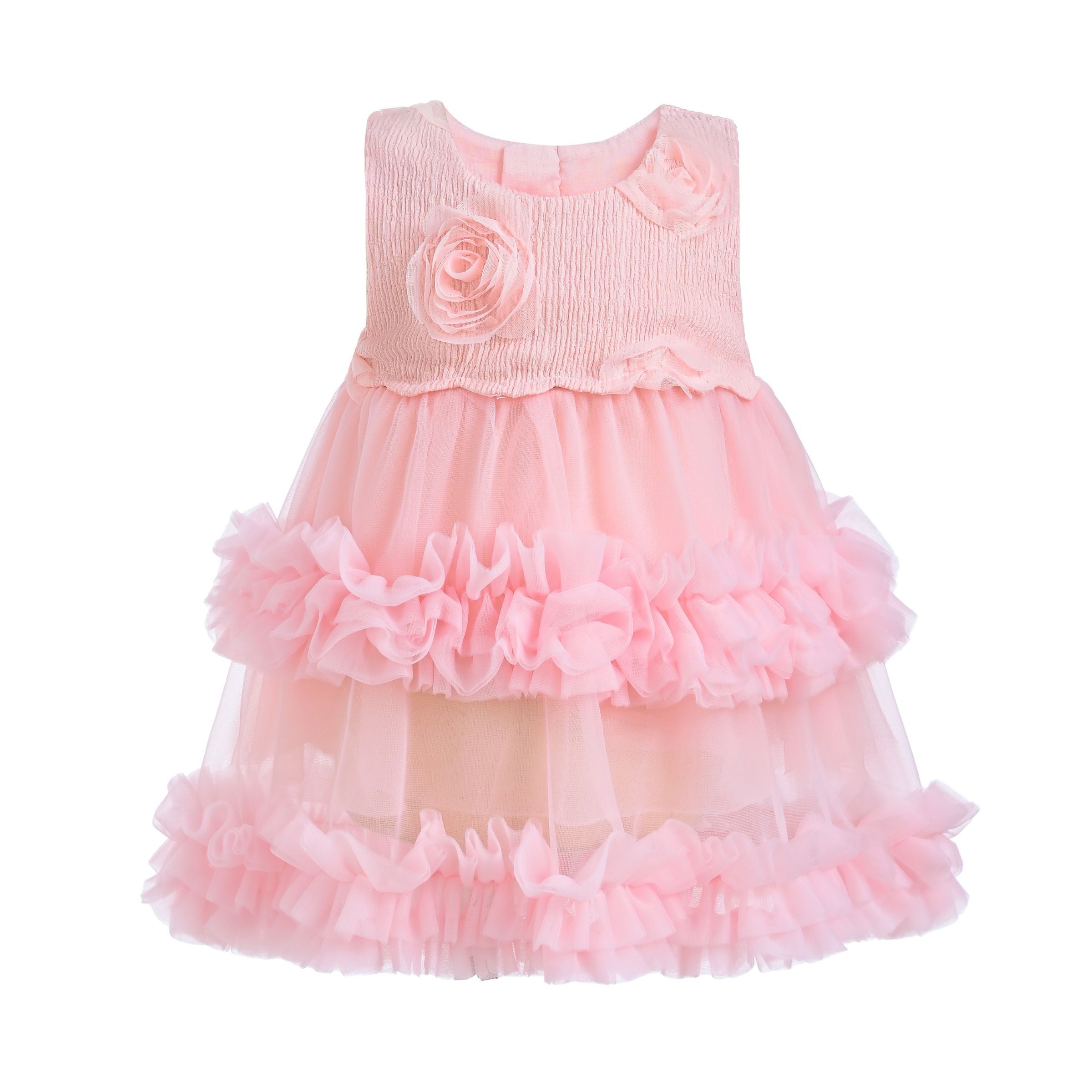 Pink Flower Layered Tulle Dress