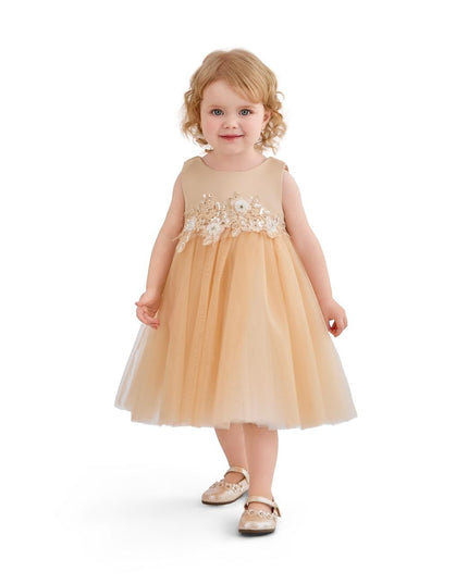 kids atelier tulleen Champagne Ribbon Bloom Gown