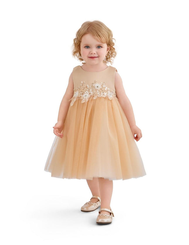 kids atelier tulleen Champagne Ribbon Bloom Gown
