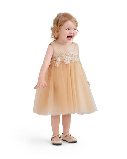 kids atelier tulleen Champagne Ribbon Bloom Gown