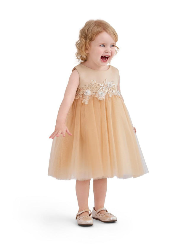 kids atelier tulleen Champagne Ribbon Bloom Gown
