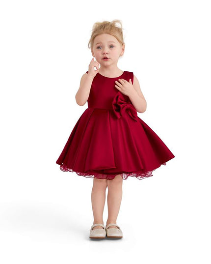 kids atelier tulleen Burgundy Bow Waist Dress