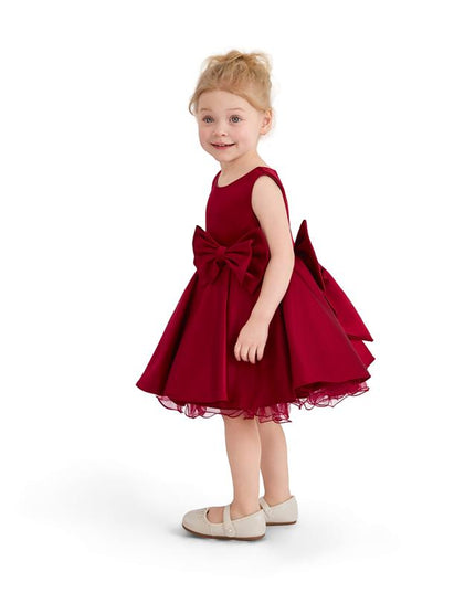 kids atelier tulleen Burgundy Bow Waist Dress